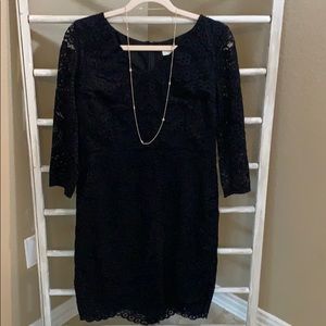NWT, LOFT, Black Lace 3/4 Length Sleeve Dress, 10P